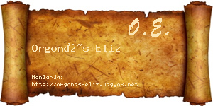 Orgonás Eliz névjegykártya